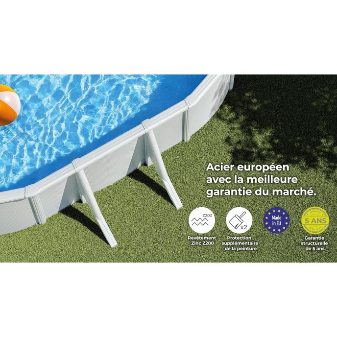 Piscine Gre acier ovale Fidji - 527 x 327 x H 122 cm (Filtre à sable)
