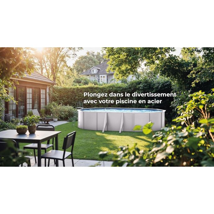 Piscine Gre acier ovale Bora Bora - 527 x 327 x H 122 cm (Filtre à cartouche)