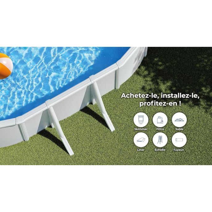 Piscine Gre acier ovale Atlantis - 920 x 505 x H 132 cm (Filtre à sable)