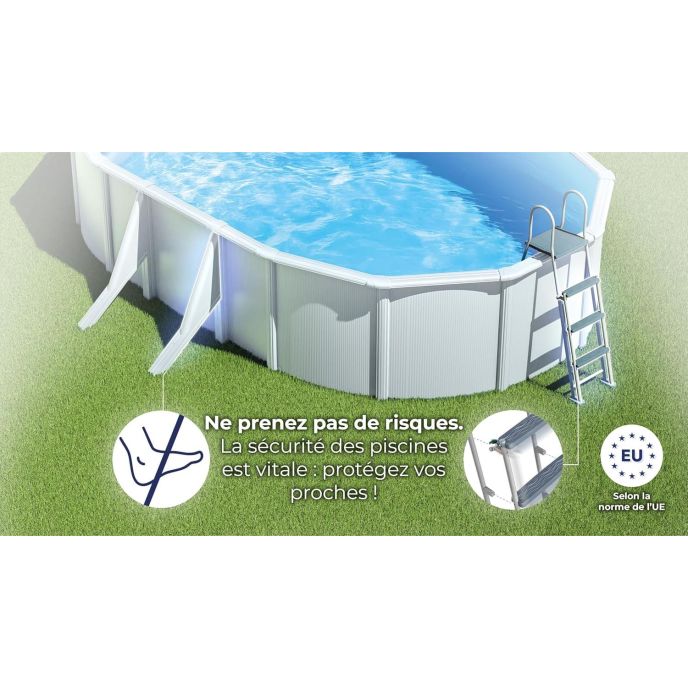 Piscine Gre acier ovale Fidji - 744 x 399 x H 122 cm (Filtre à sable)