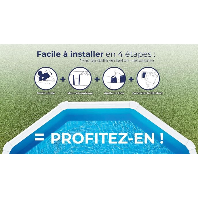 Piscine Gre acier ovale Atlantis 634 x 399 x H 132 cm (Filtre à sable)