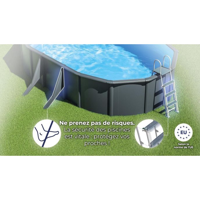 Piscine Gre acier ovale Louko - 744 x 399 x H 122 cm (Filtre à sable)