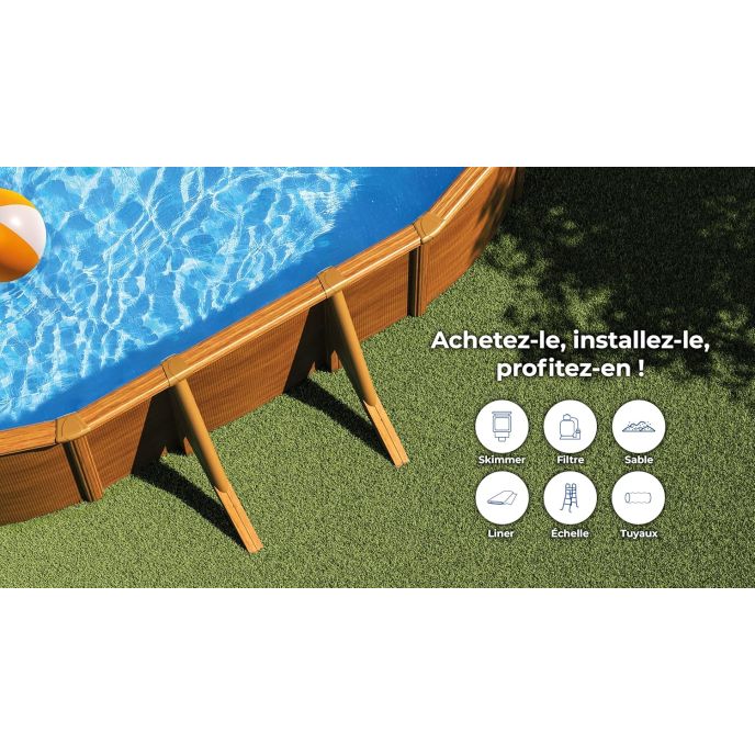 Piscine Gre acier ovale Pacific - 634 x 399 x H 122 cm (Filtre à sable)