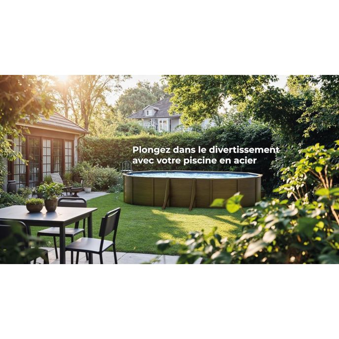 Piscine Gre acier ovale Mauritius - 634 x 399 x H 132 cm (Filtre à sable)