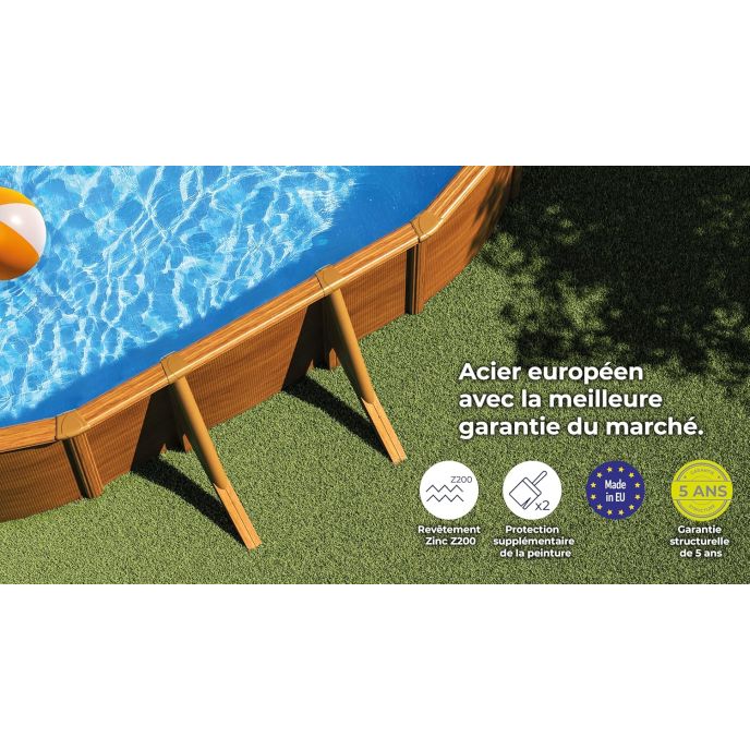 Piscine Gre acier ovale Sicilia - 527 x 327 x H 122 cm (Filtre à cartouche)