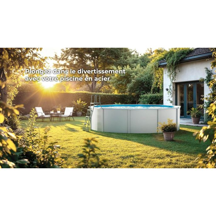 Piscine Gre acier ronde Fidji - Ø 480 x H 122 cm (Filtre à sable)