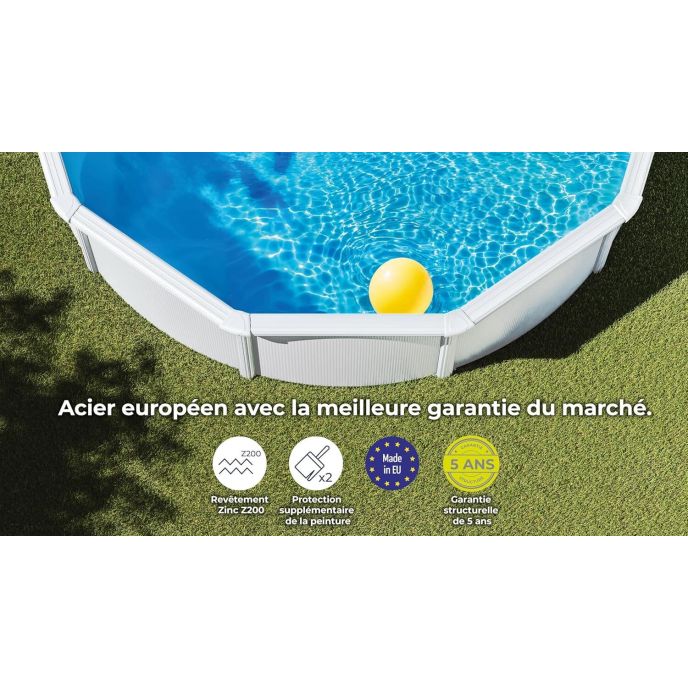 Piscine Gre acier ronde Atlantis - Ø 370 x H 132 cm (Filtre à sable)