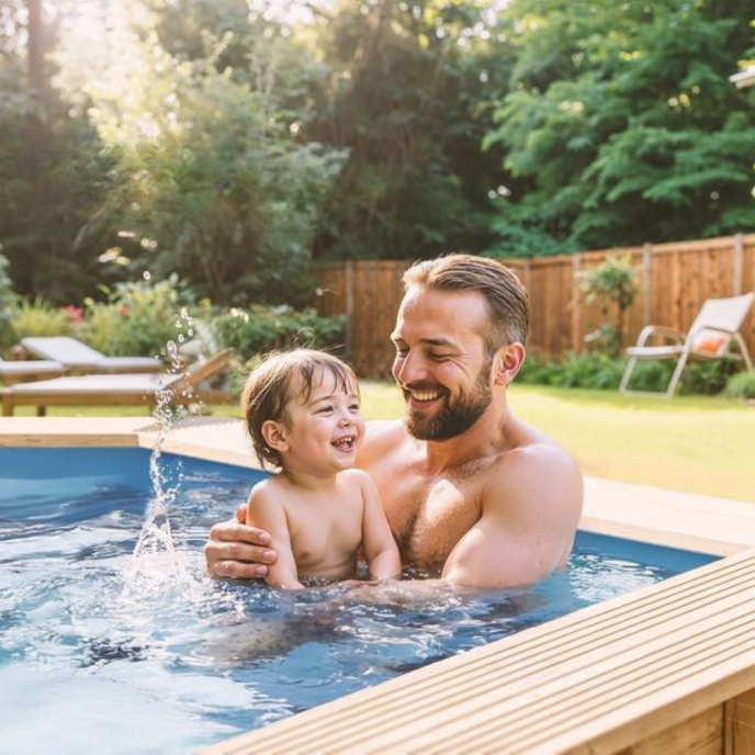 Piscine Gre bois Cannelle 2 - 535 x 335 x H 117 cm (Filtre à sable)