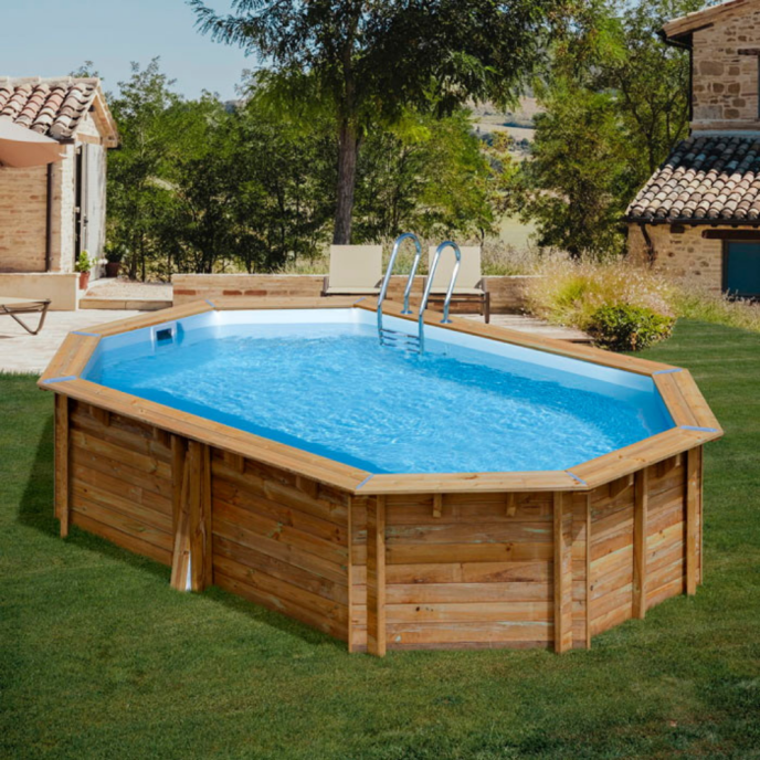 Piscine Gre bois Cannelle 2 - 535 x 335 x H 117 cm (Filtre à sable)