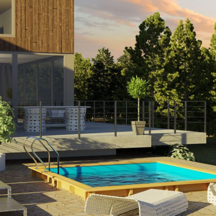 Piscine Gre bois Carra 3 - 305 x 305 x H 119 cm (Filtre à sable)