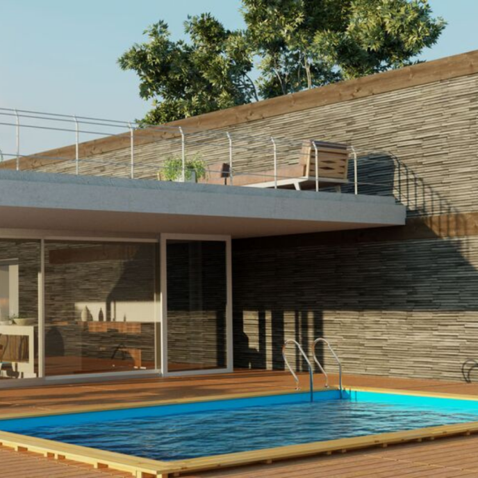 Piscine Gre bois Evora - 620 x 420 x H 133 cm