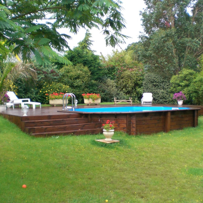 Piscine Ubbink bois Océa - 610 x 400 x H 130 cm (Filtre à sable)