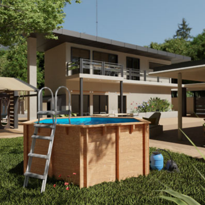 Piscine Gre bois Lili 2 - Ø 280 x H 107 cm (Filtre Aqualoon)