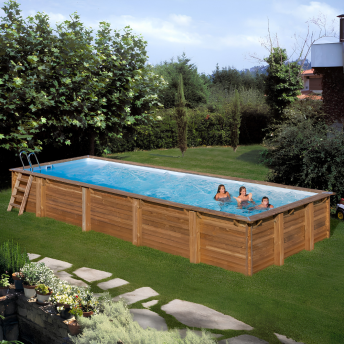 Piscine Gre bois Mint - 1010 x 418 x H 146 cm (Filtre à sable)