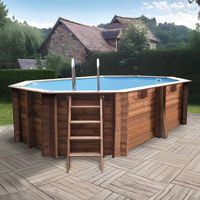 Piscine Gre bois Safran - 637 x 412 x H 133 cm (Filtre à sable)
