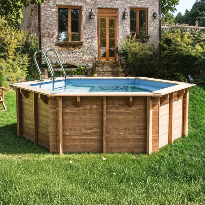 Piscine Gre bois Vanille 2 - Ø 400 x H 119 cm (Filtre à sable)
