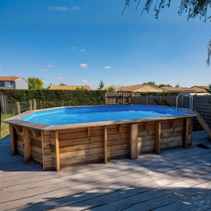 Piscine Ubbink bois Azura - 355 x 490 x H 130 cm (Filtre à sable)