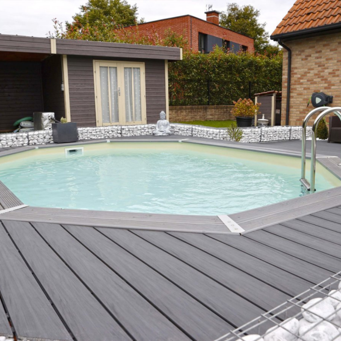 Piscine Ubbink bois Azura - 355 x 490 x H 130 cm (Filtre à sable)