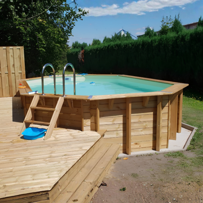 Piscine Ubbink bois Azura - 610 x 400 x H 120 cm (Filtre à sable)