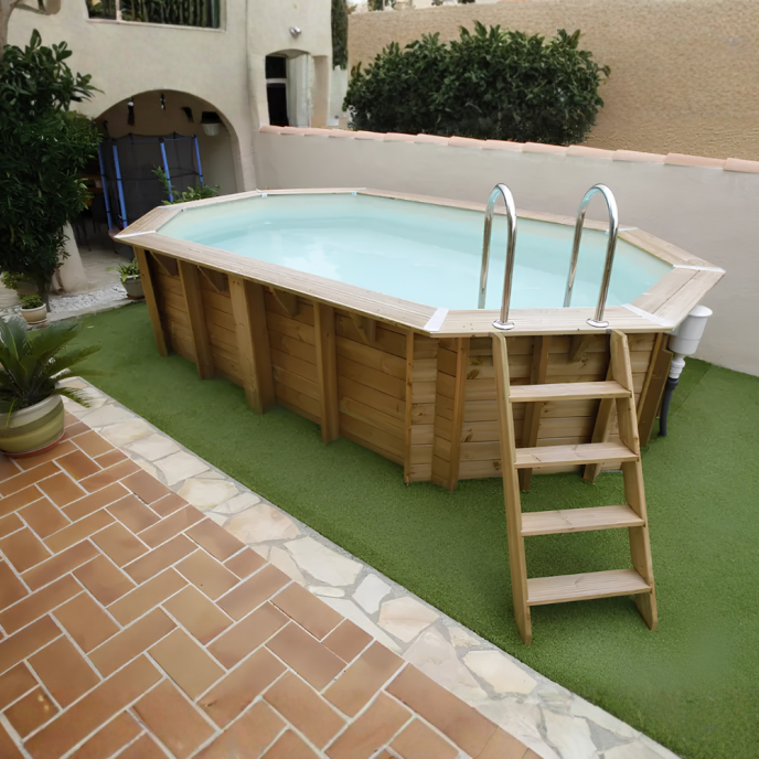 Piscine Ubbink bois Azura - 610 x 400 x H 120 cm (Filtre à sable)