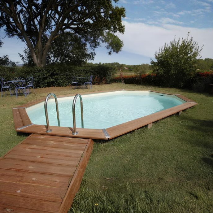 Piscine Ubbink bois Azura - 610 x 400 x H 120 cm (Filtre à sable)
