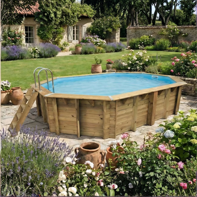 Piscine Ubbink bois Azura - 610 x 400 x H 120 cm (Filtre à sable)