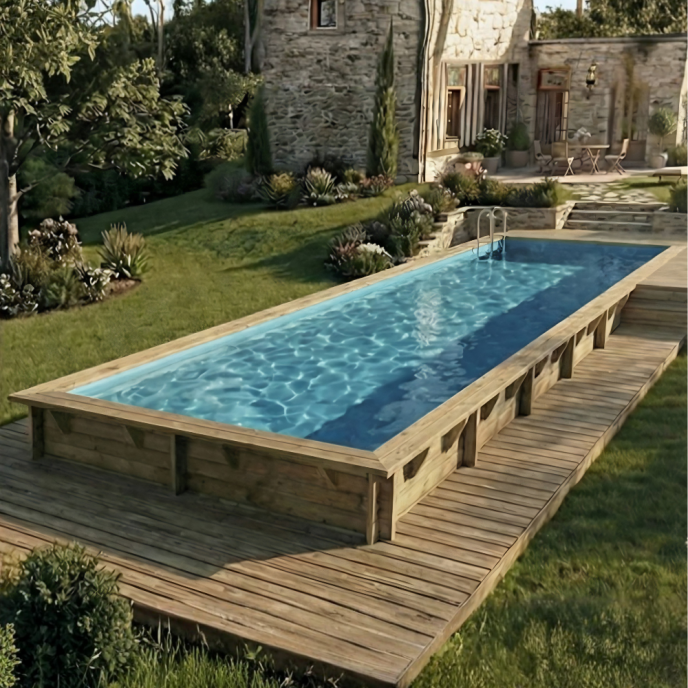 Piscine Ubbink bois Linéa - 1550 x 350 x H 155 cm (Filtre à sable)