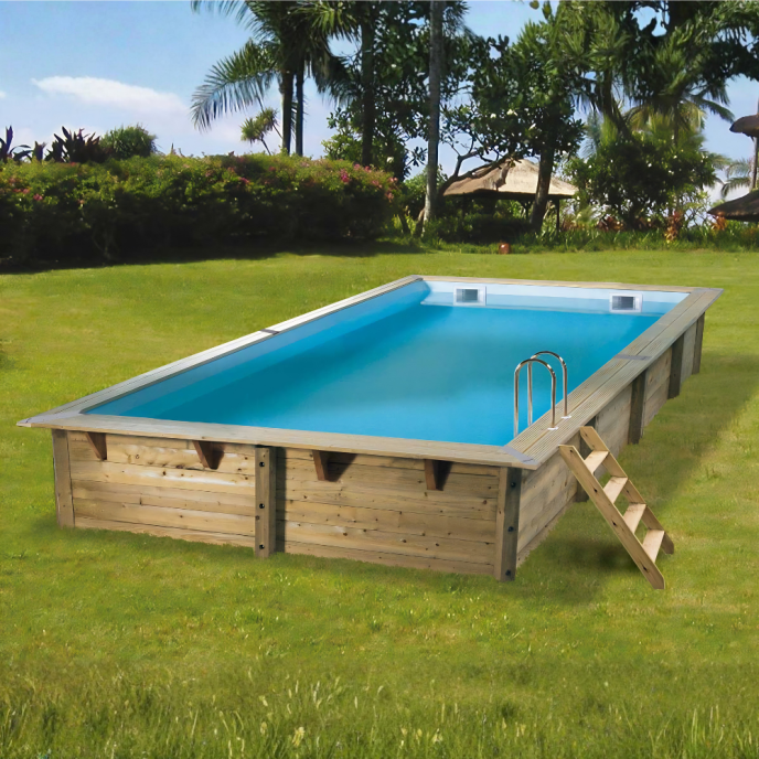 Piscine Ubbink bois Linéa - 650 x 350 x H 140 cm (Filtre à sable)