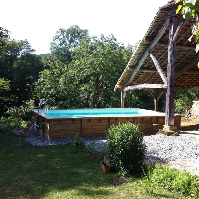 Piscine Ubbink bois Linéa - 800 x 500 x H 140 cm (Filtre à sable)