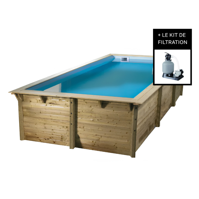Piscine Ubbink bois Azura - 505 x 350 x H 126 cm (Filtre à sable)