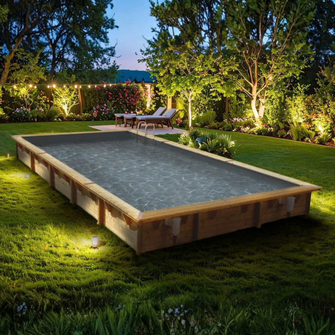 Piscine Ubbink bois Linéa - 800 x 500 x H 140 cm (Filtre à sable)