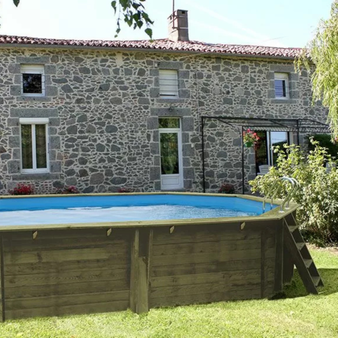 Piscine Gre bois Cannelle  - 551 x 351 x H 119 cm (Filtre à sable)