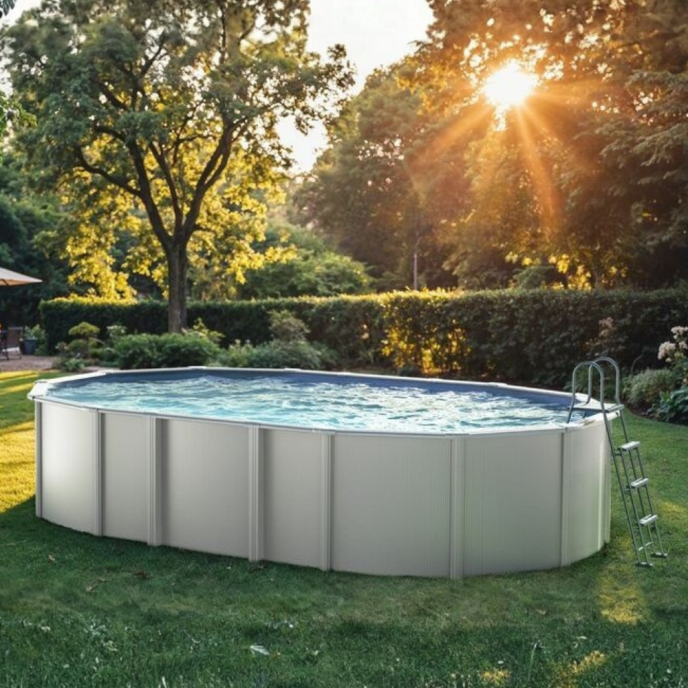 Piscine Gre acier ovale Haiti - 920 x 505 x H 132 cm (Filtre à sable)