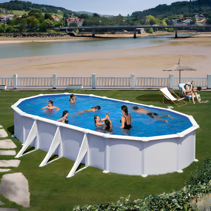 Piscine Gre acier ovale Atlantis - 815 x 490 x H 132 cm (Filtre à sable)