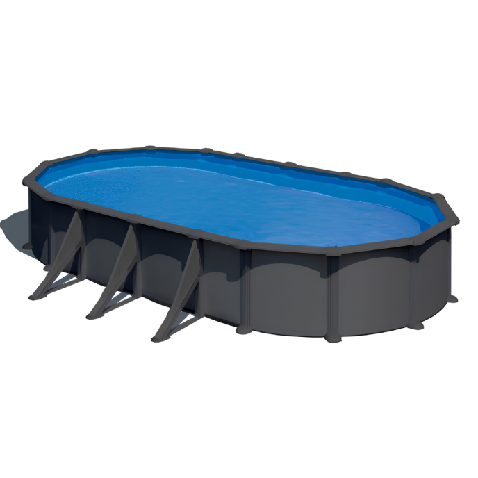Piscine Gre acier ovale Antracita - 744 x 575 x 132 cm (Filtre à sable)
