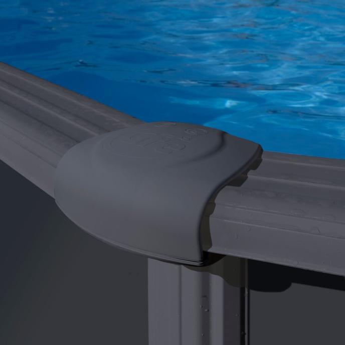 Piscine Gre acier ovale Antracita - 744 x 399 x H 132 cm (Filtre à sable)