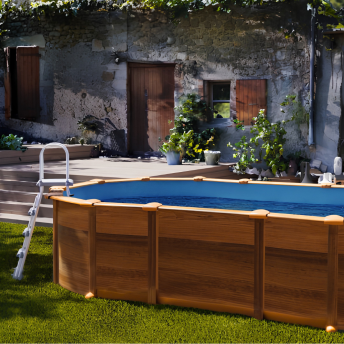 Piscine Gre acier ovale Amazonia - 744 x 399 x H 132 cm (Filtre à sable)