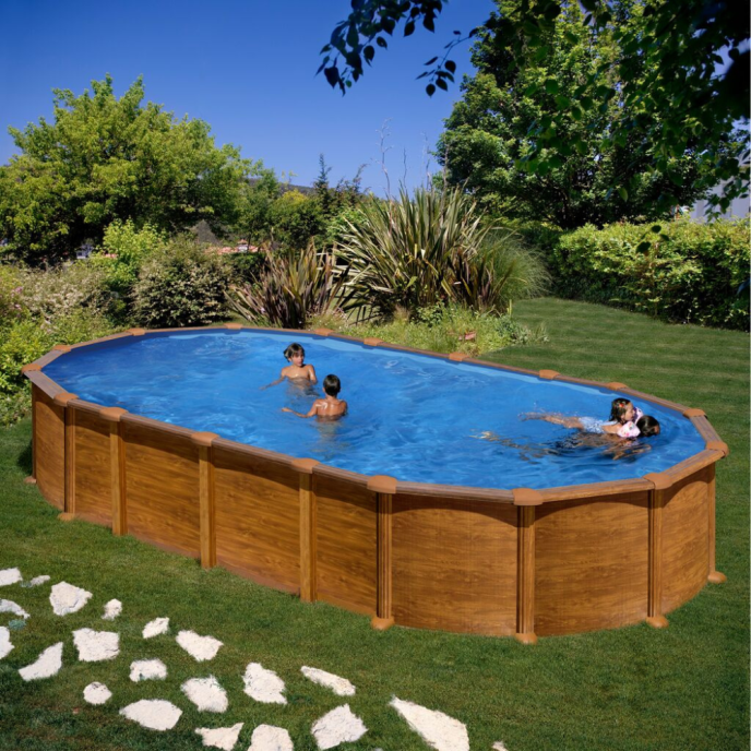 Piscine Gre acier ovale Amazonia - 744 x 399 x H 132 cm (Filtre à sable)