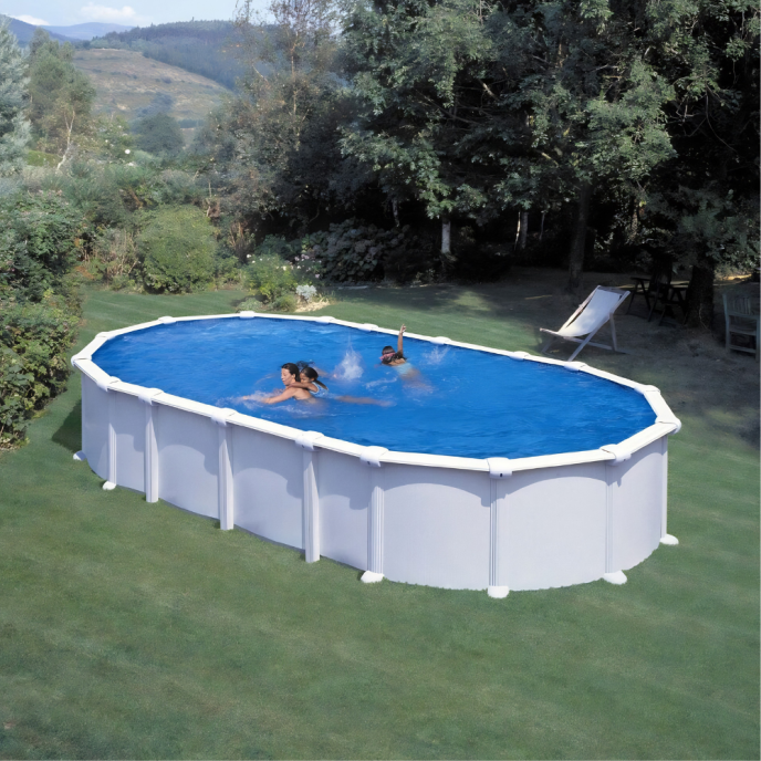 Piscine Gre acier ovale Haiti - 744 x 400 x H 132 cm (Filtre à sable)