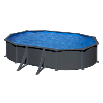 Piscine Gre acier ovale Antracita 634 x 575 x H 132 cm (Filtre à sable)
