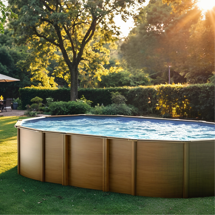 Piscine Gre acier ovale Amazonia - 634 x 399 x H 132 cm (Filtre à sable)