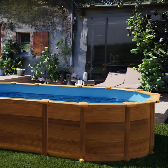 Piscine Gre acier ovale Amazonia - 634 x 399 x H 132 cm (Filtre à sable)