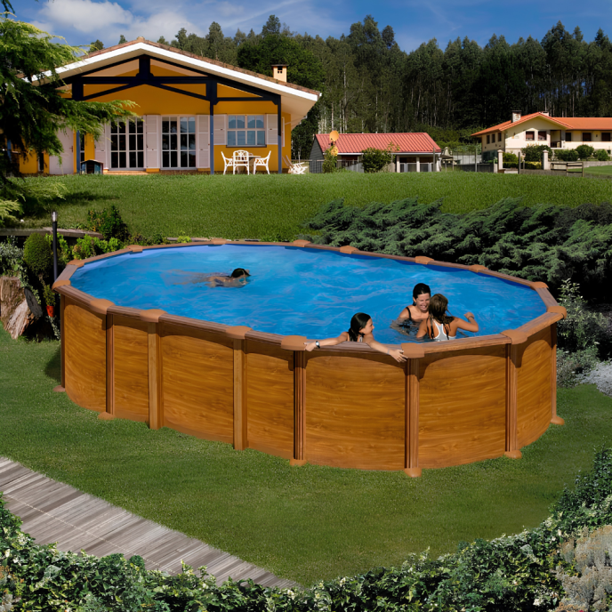 Piscine Gre acier ovale Amazonia - 634 x 399 x H 132 cm (Filtre à sable)