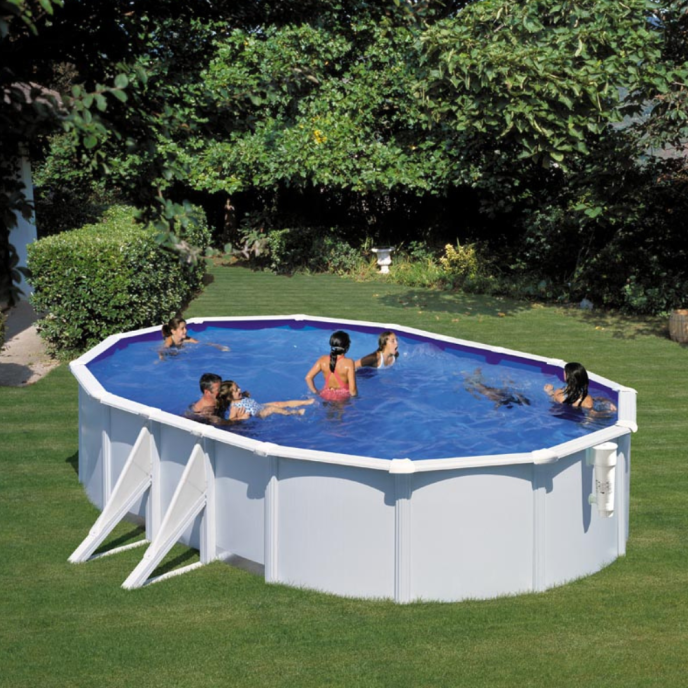 Piscine Gre acier ovale Bora Bora - 634 x 399 x H 122 cm (Filtre à cartouche)
