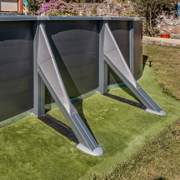 Piscine Gre acier ovale Antracita - 527 x 327 x H 132 cm (Filtre à sable)