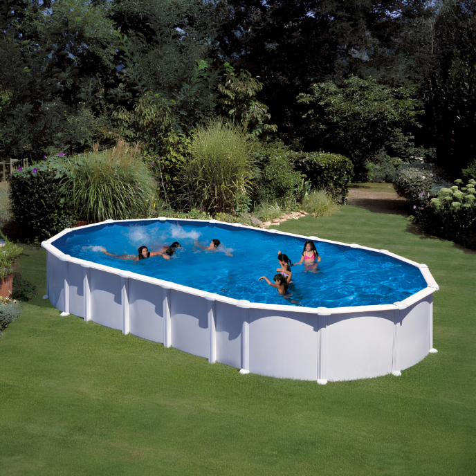 Piscine Gre acier ovale Haiti - 1020 x 575 x H 132 cm (Filtre à sable)