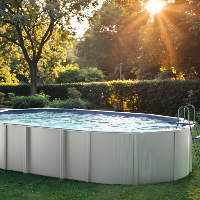 Piscine Gre acier ovale Haiti - 1020 x 575 x H 132 cm (Filtre à sable)