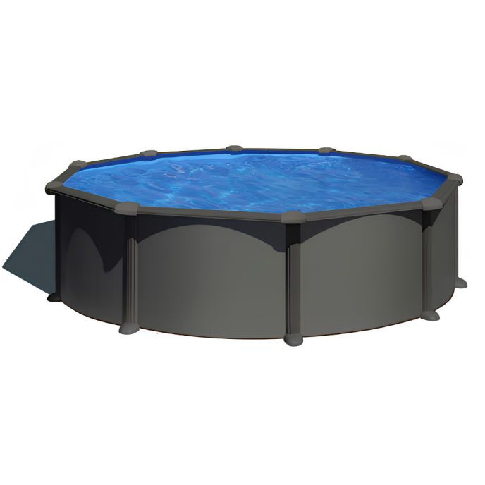 Piscine Gre acier ronde Antracita - Ø 480 x 132 cm (Filtre à sable)