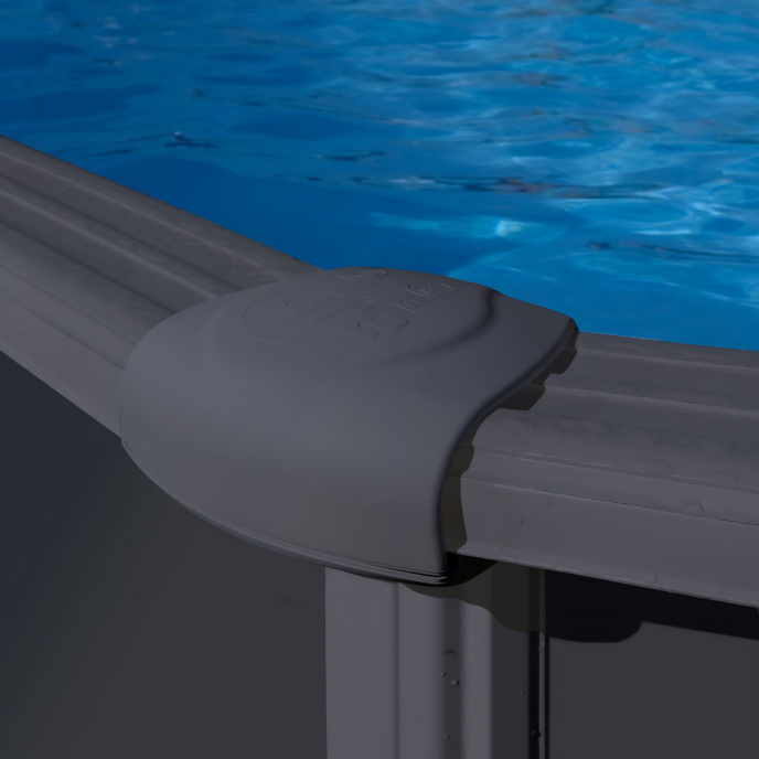 Piscine Gre acier ronde Antracita - Ø 480 x 132 cm (Filtre à sable)