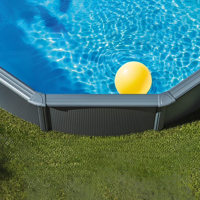 Piscine Gre acier ronde Antracita - Ø 370 x H 132 cm (Filtre à sable)
